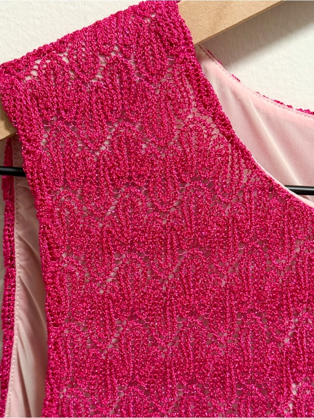 M Missoni sequin embellished crochet knit hot pink lurex Mini Dress luxury - Picture 8 of 13
